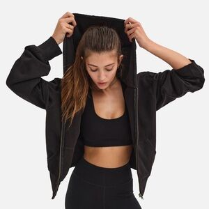 MATE the Label Organic Fleece Zip Hoodie Black Zip NWT ✨NEW Sz Small